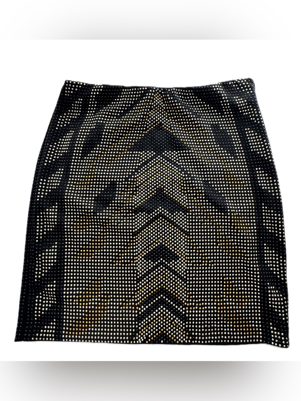 Romeo + Juliet Couture Studded Chevron Mini Skirt Black Gold Size S